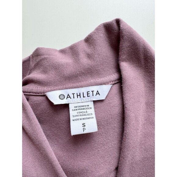 ATHLETA Retroterry Damask Mauve Cotton Terry Wrap Cardigan Sweatshirt, Size S - Picture 10 of 13